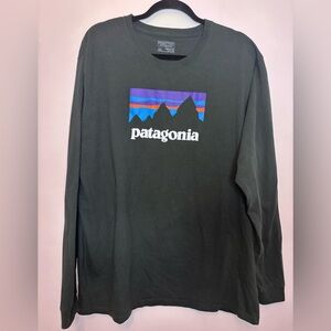 Men’s Patagonia Long Sleeve Logo T-shirt Hunter Green XXL 100% organic cotton